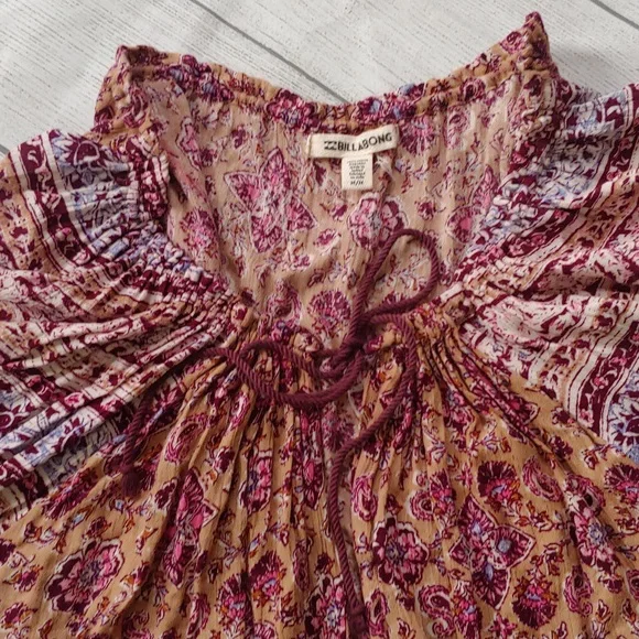 Billabong Boho Peasant Blouse Floral Small - Picture 4 of 10